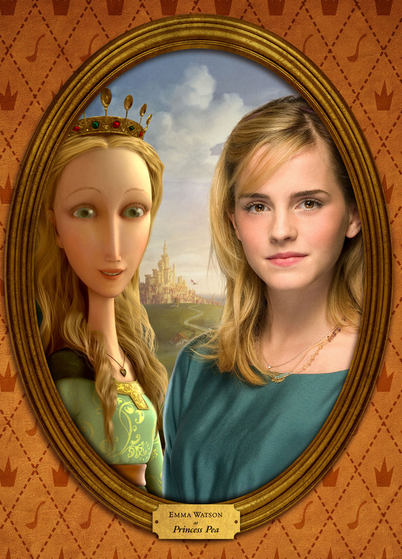 Emma Watson and animated film character Princess Pea